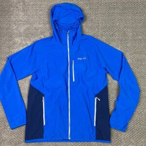 Marmot Lightstream Jacket Men's Large Blue Windbreaker Hiking Outdoor Hooded